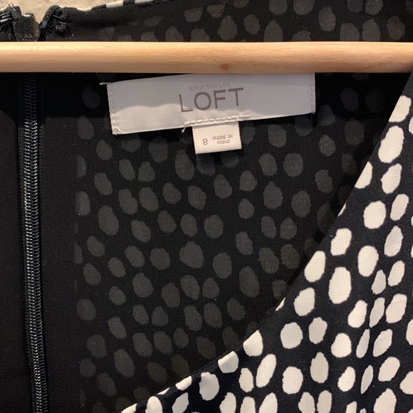 LOFT sleeveless white dots black dress - Picture 2 of 7